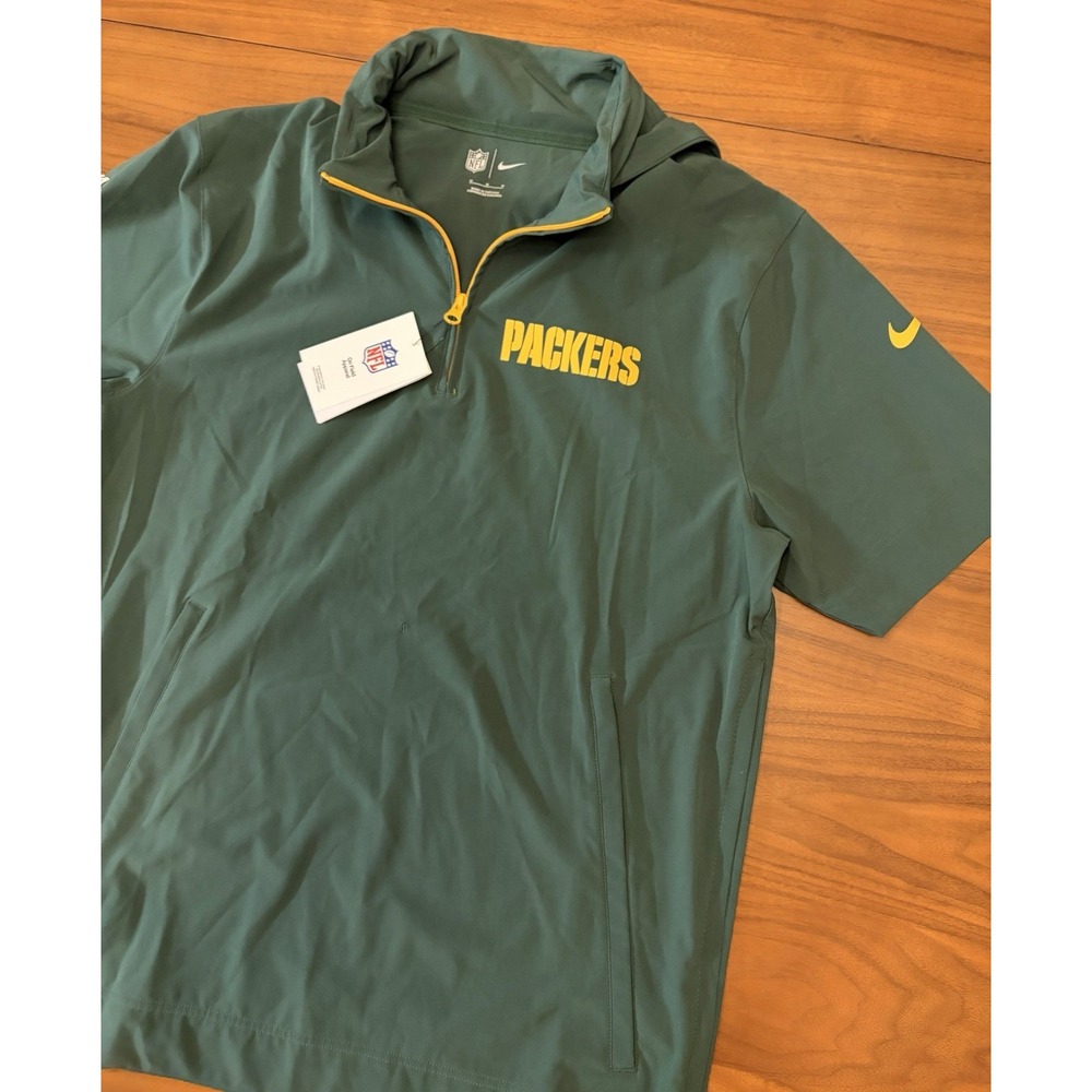 Green Bay Packers Nike Pullover NEW Mens M Sideline Short Sleeve 1/4 Zip Coaches